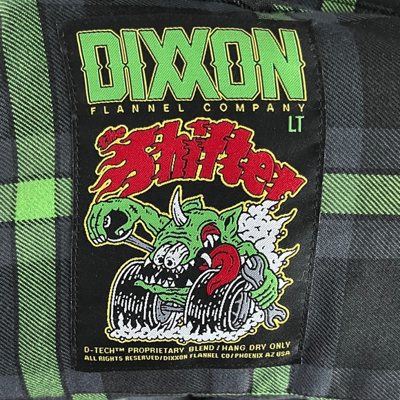 RARE DIXXON LARGE TALL Shifter Black & Green Plaid Snap-Front Button Down Shirt - Picture 3 of 4